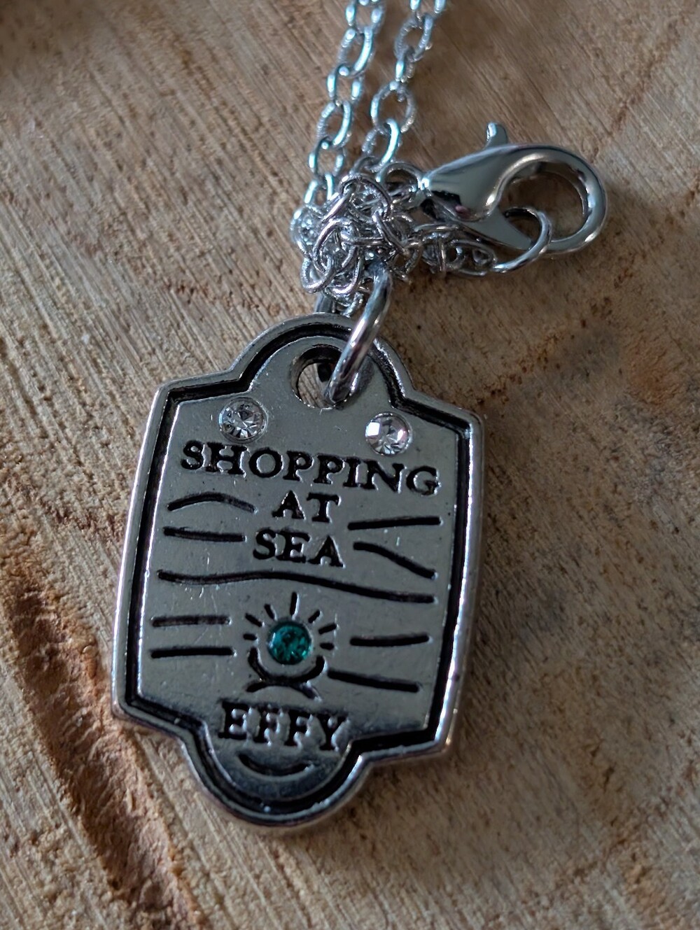 Effy Silver-Tone 'Shopping at Sea' Tag Necklace with Green Accent
